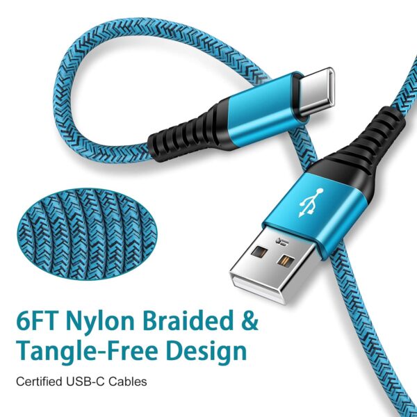C Charger Cord Fast Charging USB Type C Cable Android Charger Cables 6FT 2Pack for Samsung Galaxy S25 S24 S23 S22 S21 S20 Ultra S20+ Note 20 10 S10 S9 Plus A12 A11 A52 Google Pixel 6 5 4 4a 3a XL - Image 3