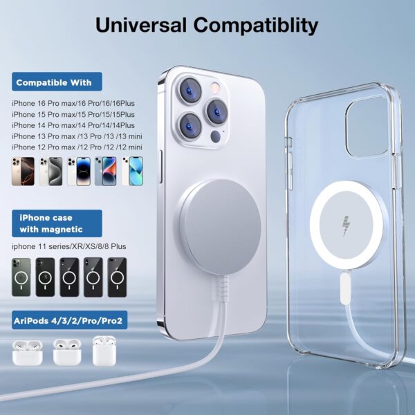 Revolutionary Magnetic Wireless Charger: Power Up Your iPhone 16-12 & AirPods with 15W Max Speed Anywhere! - Image 2