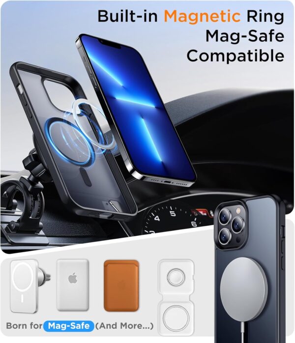 Temdan Magnetic Compatible with iPhone 13 Pro Max Case, [Built-in Invisible Kickstand][Compatible with MagSafe] [Military Grade Shockproof] Slim Translucent Matte Phone Case for iPhone 13 Pro Max 6.7" - Image 4