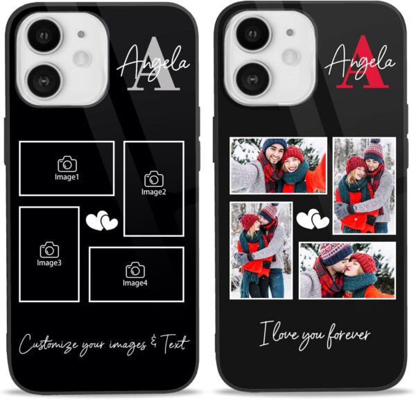 Easycosy Personalized Picture Phone Cases for 16 15 11 12 13 14 Pro/Max/Mini XR X Xs Max Custom Multiple Photo iPhone Case for Friends Family Birthday Gifts Customized Full Protection TPU Cover