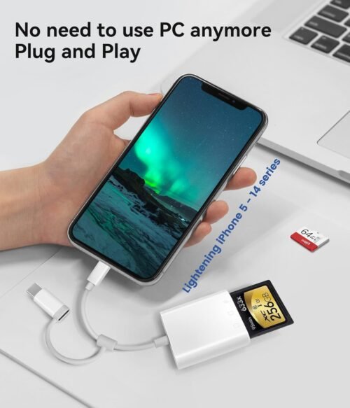 "Capture Moments Anywhere: Oyuiasle Dual-Slot SD Card Reader for iPhone and iPad" - 이미지 3