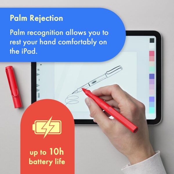 Luminous LAMY Safari Note+ Red: The Ultimate iPad Stylus with Palm Rejection and Tilt Sensitivity - Image 4