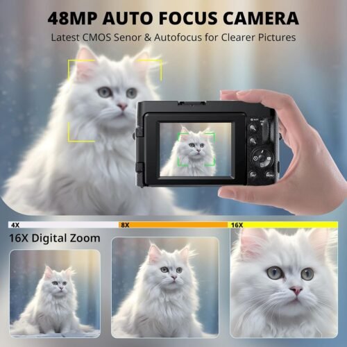 "2024 Adventure-Ready 48MP 4K Vlogging Camera: Your Ultimate Compact Companion for Stunning Shots and Smooth Focus!" - 이미지 3