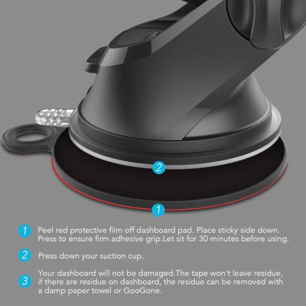 APPS2Car Dashboard Pad Mounting Disk for Suction Cup Phone Mount & Tom Tom Garmin GPS Suction Mount Sat Nav Dash Cam Holder Stick On Universal Dash Mount Pad w/3M Adhesive 70mm Diameter 3 Pcs - Image 3