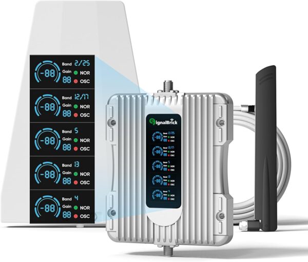 Revolutionary 5G Signal Booster: Smart LCD Display for Ultimate Coverage Up to 3,000 sq ft – FCC Approved for All U.S. Carriers!