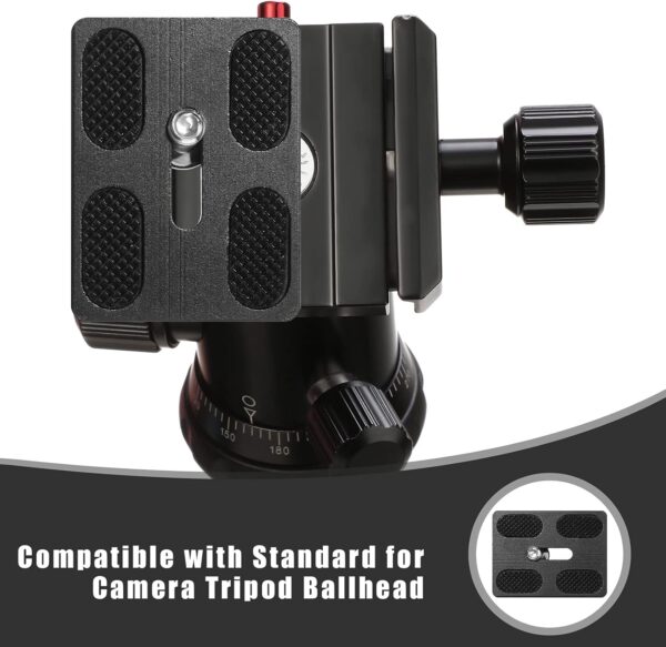 Frienda 2 Pieces Metal Quick Release Plate with 1/4''-20 Camera Screw Tripod Mount Plate Fits Standard for DSLR Camera Tripod Ball Head(Black,Pu50) - Image 5