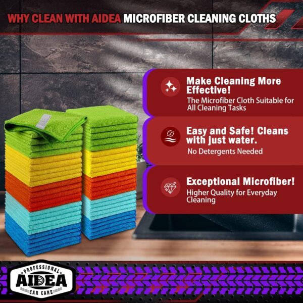 Ultimate AIDEA Microfiber Magic: 50 Premium Cleaning Cloths for Every Surface! - Image 2