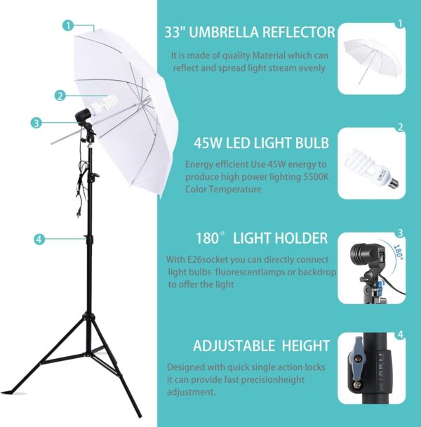Photography Lighting Softboxes Kit with 8.5x10ft Backdrop Stands,5 Tripod Stands Lighting Soft Box with 3 ColorBackground Screen,Continuous Lighting, Photo Studio Equipment for Video Shoot - Image 6