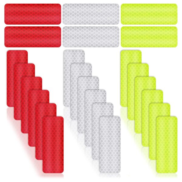 24 Pieces Safety Reflective Stickers, Warning Reflective Stickers Stick-on Car Reflector Sticker Waterproof Reflective Tape Stickers for Vehicle, Bicycles, Motorcycles, 1.18 x 3.25 Inch