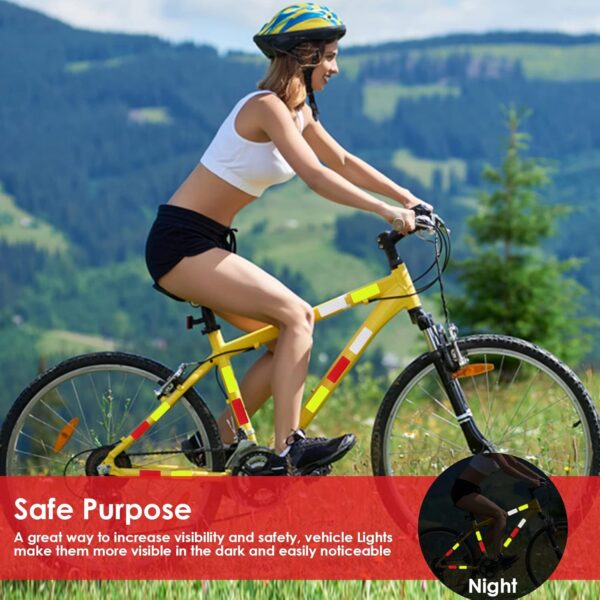 24 Pieces Safety Reflective Stickers, Warning Reflective Stickers Stick-on Car Reflector Sticker Waterproof Reflective Tape Stickers for Vehicle, Bicycles, Motorcycles, 1.18 x 3.25 Inch - Image 4