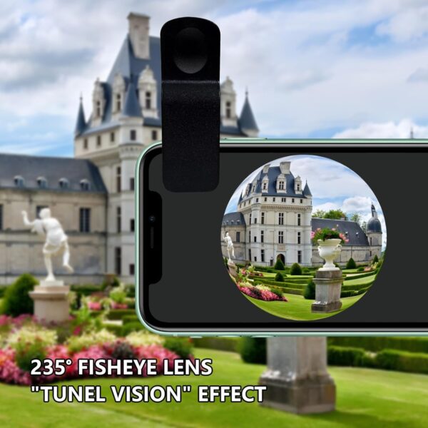 Fisheye Lens 235° Phone Camera Lens, Fish Eye Lens for iPhone 14 13 12 X XR Pixel Samsung Smartphone,Clip on Cell Phone，Funny Photos - Image 2