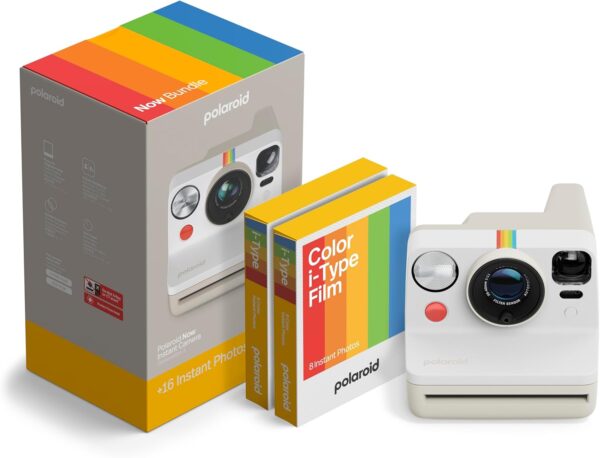 "Capture Memories in Style: Polaroid Now Gen 3 Instant Camera & 16-Photo Film Bundle in Chic Pebble White"