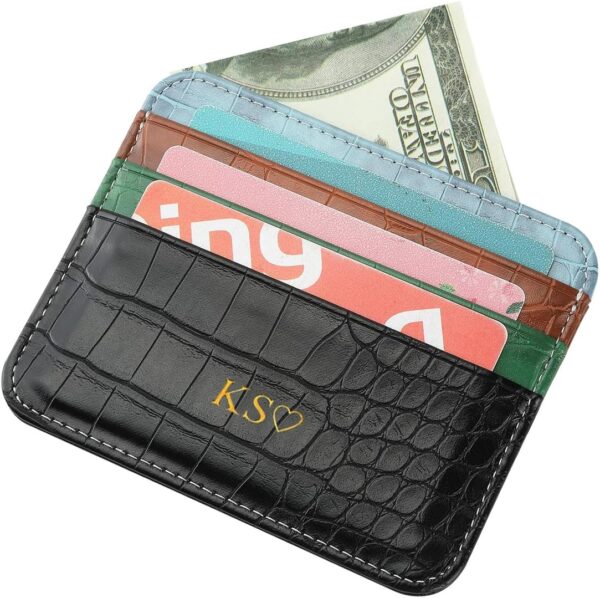 Elegant Minimalist Leather Wallet: Custom Gold & Silver Initial Card Holder for Every Pocket - Image 4