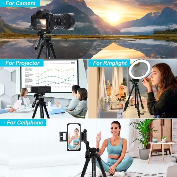 Endurax 60'' Camera Tripod Camera Stand for Canon Rebel Eos Nikon DSLR, Travel Tripods for Phone Tablet with Remote Black - Image 7