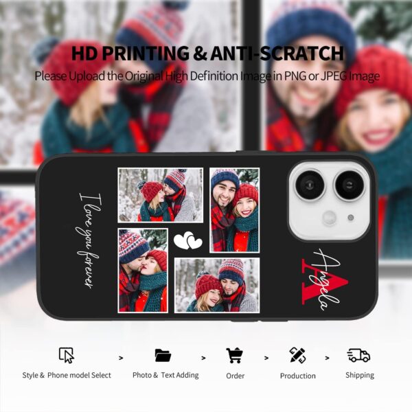 Easycosy Personalized Picture Phone Cases for 16 15 11 12 13 14 Pro/Max/Mini XR X Xs Max Custom Multiple Photo iPhone Case for Friends Family Birthday Gifts Customized Full Protection TPU Cover - Image 2