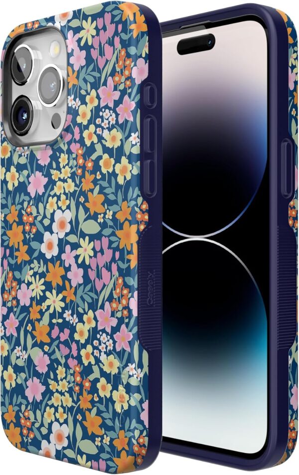Casely iPhone 15 Pro Case | Full Bloom | Navy Floral | Bold Case | Compatible with MagSafe and Action Button - Image 3