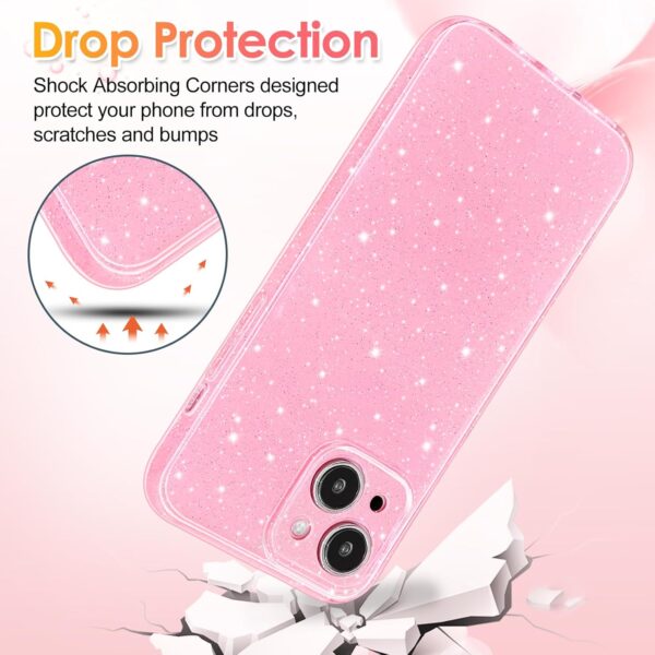 Dazzling Hython iPhone 13 Case: Sparkly Pink Glamour with Slim Shockproof Protection for Fashion-Forward Women - Image 4