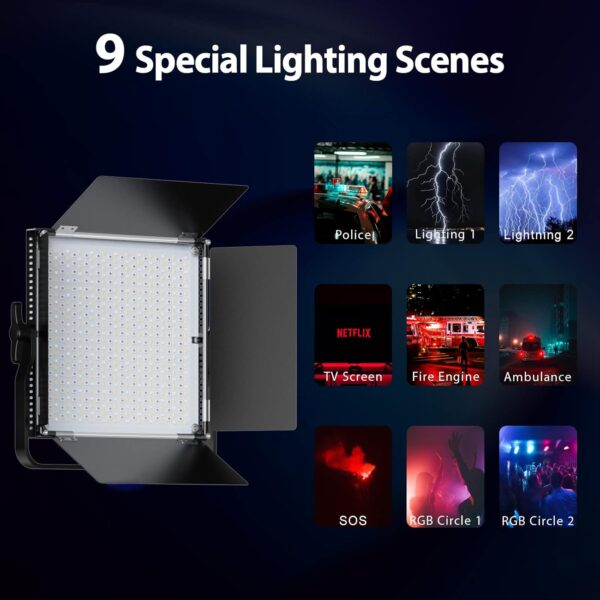 Pixel K80 Photography Lighting with APP Control, 2600K-10000K CRI 97+ RGB Led Video Light Panel, 9 Applicable Scenes Lighting for Studio/Gaming/Streaming/YouTube/Videography/Film/Video Recording - Image 3
