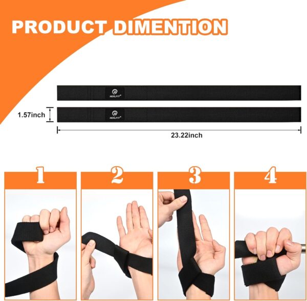 Lifting Straps for Weightlifting, Wrist Straps for Weightlifting, Deadlifts, Bodybuilding, Strength Training, Weight Lifting Straps for Men&Women - Image 2