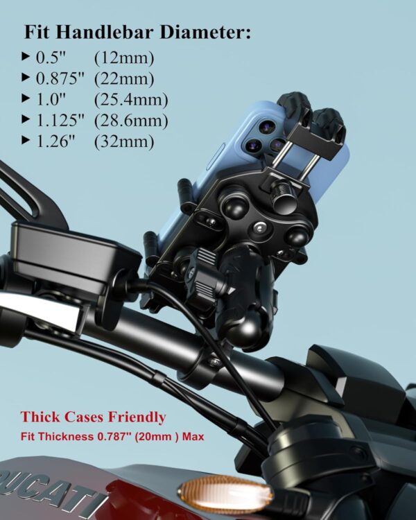 BRCOVAN Motorcycle Phone Holder with Vibration Dampener & High-Speed Secure Lock, Anti-Theft Motorcycle Phone Mount Handlebar Cellphone Holder for Bike Bicycle Scooter ATV Fit 5.4''-7.2'' Smartphones - Image 7