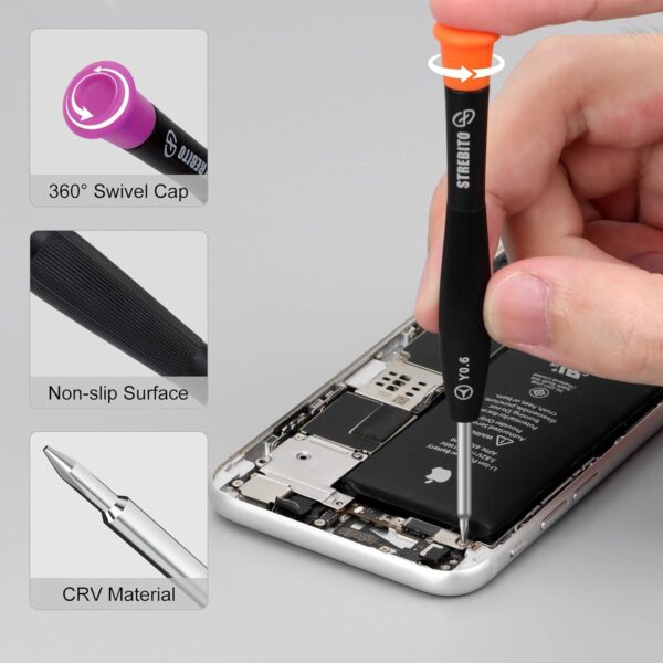 STREBITO 18PCS Phone Repair Tool Kit, Small Screwdriver Set for iPhone 15 14 13 12 11Pro Max/XS/XR/X/8 Plus/7 Plus/6S 6 Plus/5/4 - Image 3