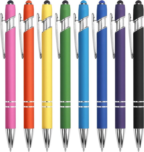 "Dual Delight: 8-Pack Retractable Ballpoint and Stylus Pens for Seamless Touchscreen Use" - Image 8