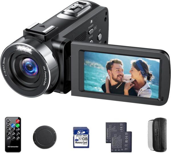 Revolutionary 4K Vlogging Camcorder: 42MP, 18X Zoom & Rotating Screen with Dual Batteries and 32GB SD Card for Endless Creativity!