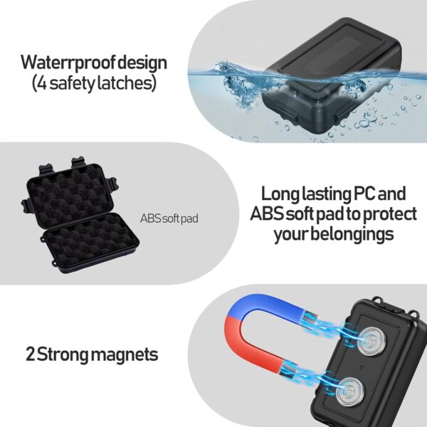 Magnetic Key Box, Hide A Key Magnetic Car Key Holder Key Hider, Waterproof Hidden Key Holder Car Key Case for Outdoor Travel, Magnetic Key Box for Under Car Vehicles (2, Black) - Image 2