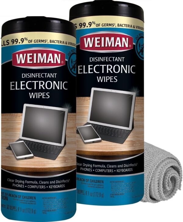 "Ultimate Tech Clean Kit: 30 Count Weiman Electronics Disinfecting Wipes with Microfiber Towel for Sparkling Screens and Devices!"