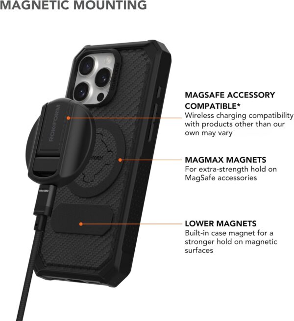 Rokform Rugged Case Compatible with iPhone 16 Pro Max, Magnetic Cover (Black) - Image 5