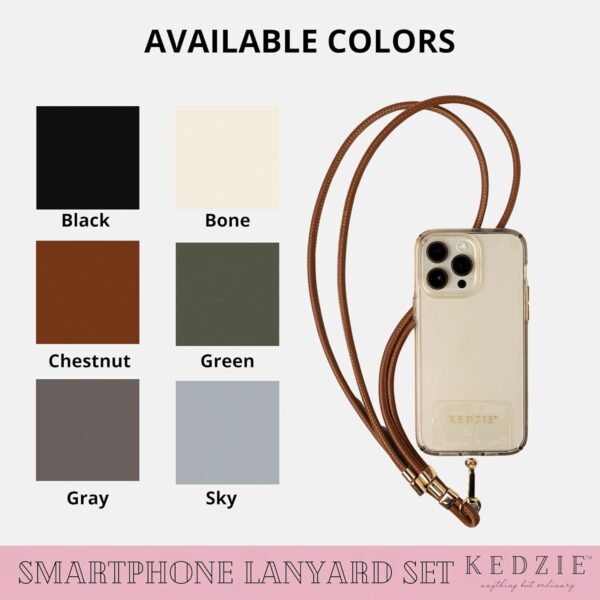 KEDZIE Smartphone Lanyard Set Vegan Leather Universal Phone Lanyard Adjustable Sliders Compatible with Most Smartphones - Image 5