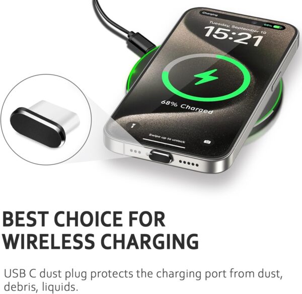 USB C Dust Plug, 4 Pack USB C Dust Cover Type C Anti Dust Port Plug Charging Port Protector Cap with Speaker Dust Cover for iPhone 15,16 Series, Samsung Galaxy S24-S20,Note,A Series, All USB C Devices - Image 5