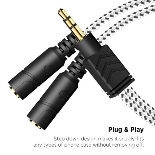 "DUKABEL Zebra White Audio Splitter: Elevate Your Listening Experience with a Stylish 3.5mm TRS Cable" - 이미지 5
