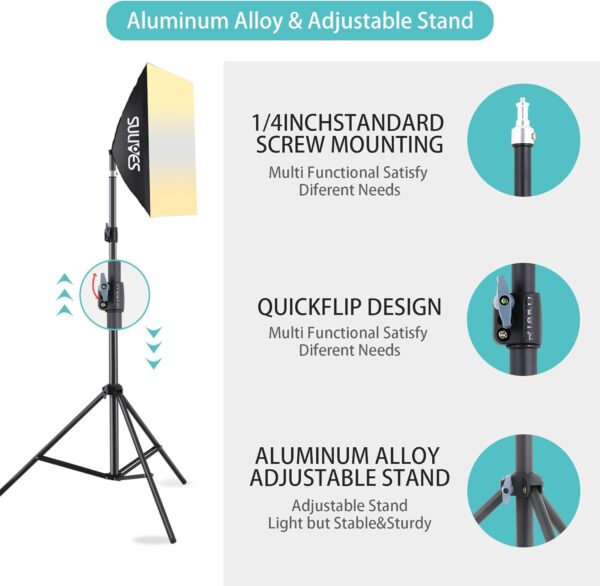 Photography Lighting Softboxes Kit with 8.5x10ft Backdrop Stands,5 Tripod Stands Lighting Soft Box with 3 ColorBackground Screen,Continuous Lighting, Photo Studio Equipment for Video Shoot - Image 3
