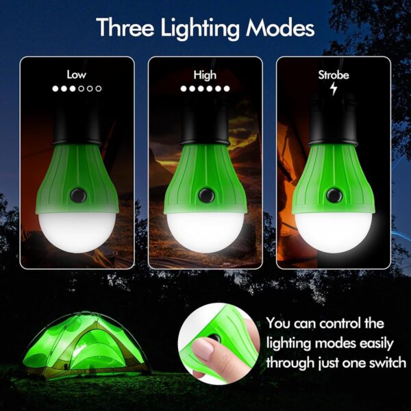 Tent Lamp 4 Packs Portable LED Tent Lights Clip Hook Hurricane Emergency Lights LED Camping Lights Bulb Camping Lanterns Camping Equipment for Camping Hiking Backpacking Outage - Image 3