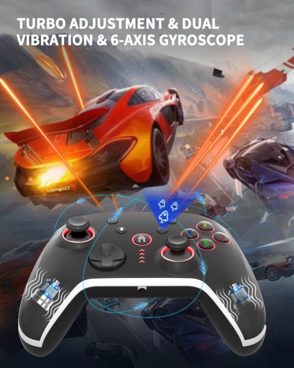 Bcofo Wireless Mobile Gaming Controller for iPhone/Android/Switch/Laptop, Wired Control for PC/Steam, Programmable Game Gamepad with Phone Clip for Gamer, with RGB Lighting Effect/Turbo/Vibration/6-Axis Gyro - Image 5
