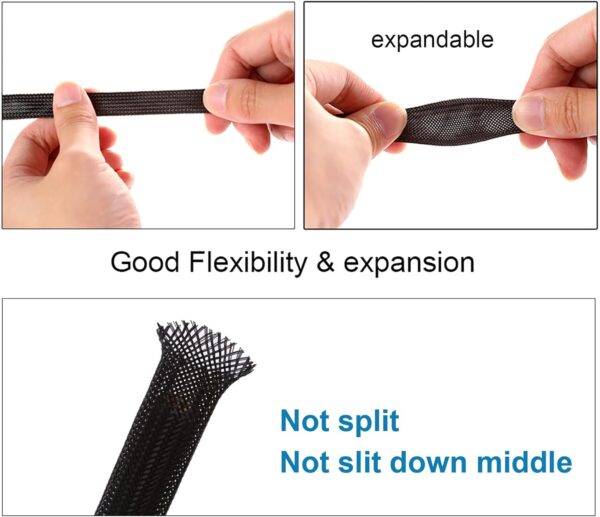 "Ultimate Protection: 100ft of Sleek Black Expandable Braided Cable Sleeving by Alex Tech" - Image 5