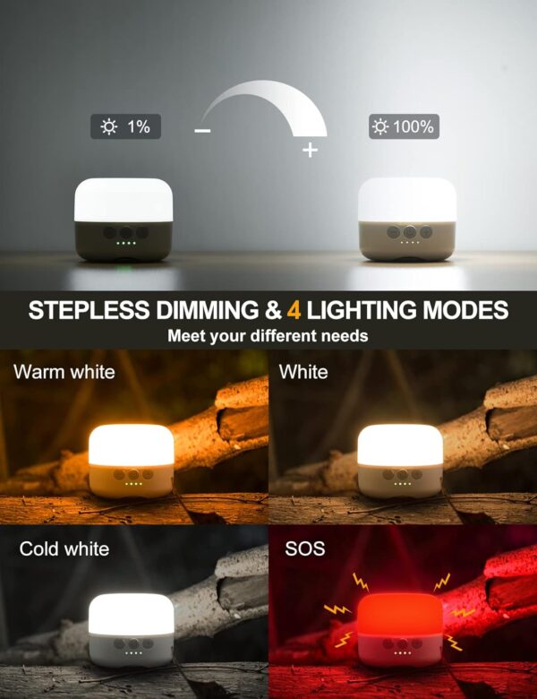LED Camping Lantern Rechargeable 1000LM, Up to 300H Running Time Camping Tent Light, 6700mAh Emergency Light for Hurricane, Power Outages, Home, Hiking, Water-Resistant - Image 3