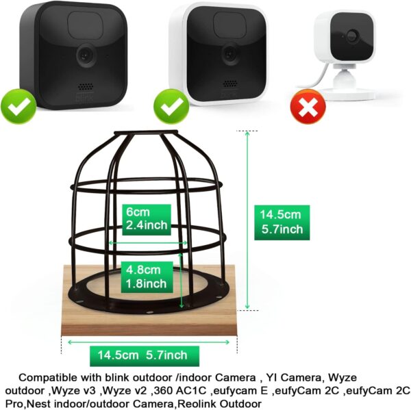 UYODM Anti-Theft Camera Mount Cage and Wall Mount Bracket - Compatible with Blink Outdoor/Mini/XT2/XT3/YI/Wyze/eufycam/Nest Camera - Image 4