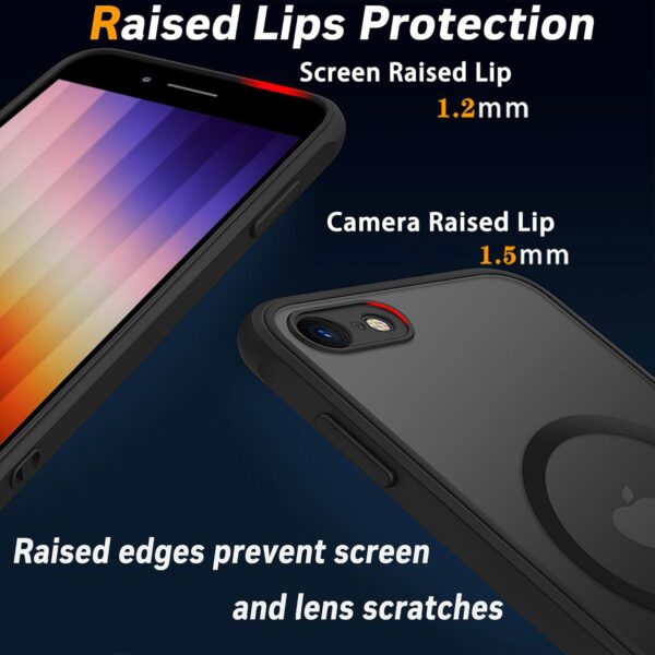 Magnetic for iPhone SE Case 2022/3rd/2020/2nd gen, iPhone 8 & iPhone 7 [Compatible with Magsafe] Shockproof Slim Translucent Matte Protective Phone Case, Black - Image 2