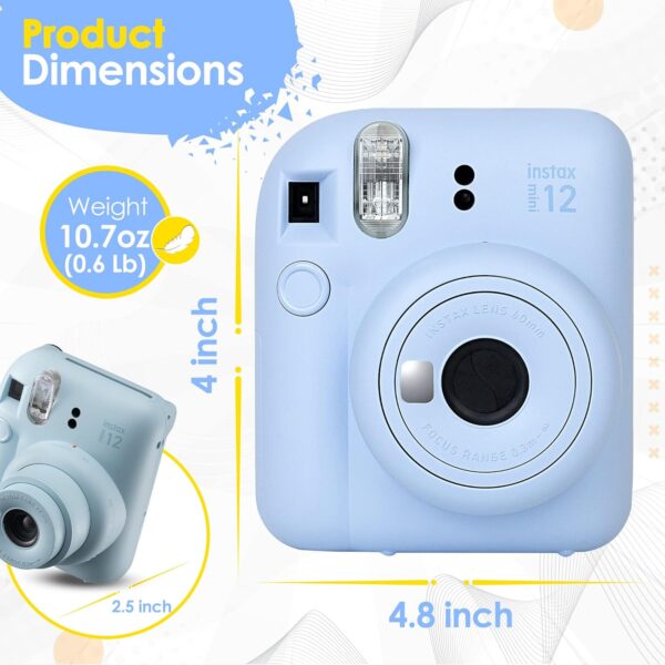 Fujifilm Instax Mini 12 Camera with Fujifilm Instant Mini Film (60 Sheets) Bundle with Deals Number One Accessories Including Carrying Case, Photo Album, Stickers (Pastel Blue) - Image 4