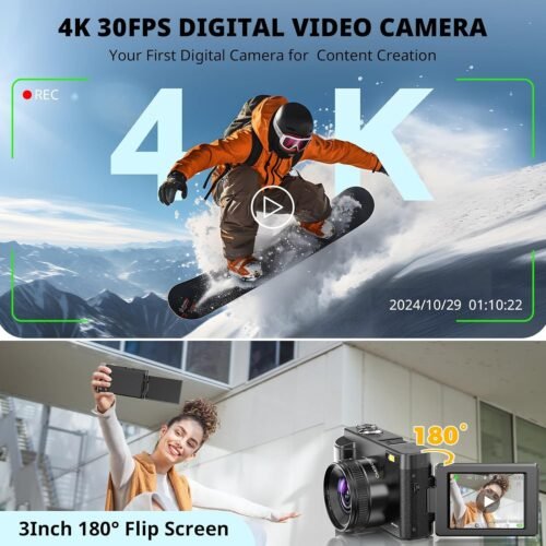 "2024 Adventure-Ready 48MP 4K Vlogging Camera: Your Ultimate Compact Companion for Stunning Shots and Smooth Focus!" - 이미지 2