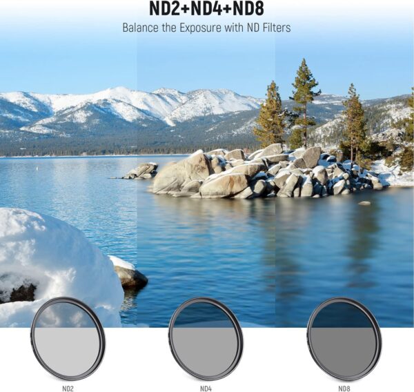 Neewer Brand 58mm UV CPL FLD Filter Kit & ND Set for Canon Rebel, EOS Cameras - Image 2