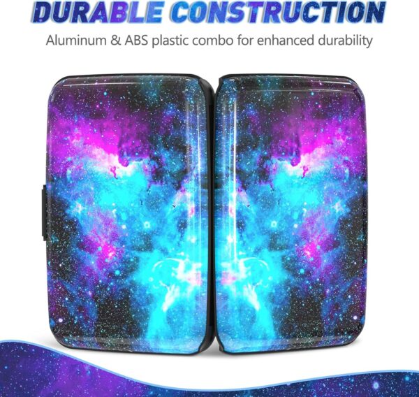 ToLuLu Credit Card Holder, Mini RFID Small Aluminum Card Wallet, Blocking Slim Metal Business Card Case, RFID Blocking Front Pocket Wallet Hard Case CC Holder for Men Women, Nebula Galaxy - Image 5
