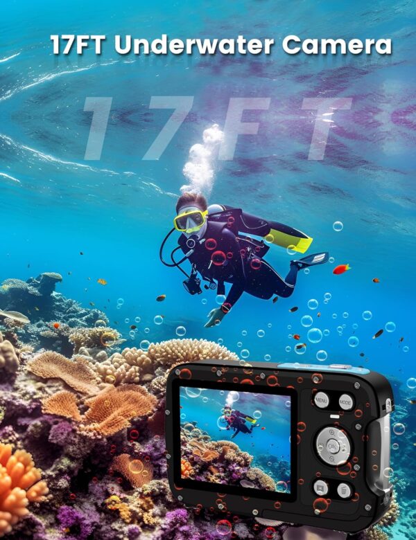 Dive into Clarity: 4K 48MP Dual-Screen Waterproof Camera with Floating Strap & 32GB Card for Ultimate Snorkeling Adventures! - Image 4