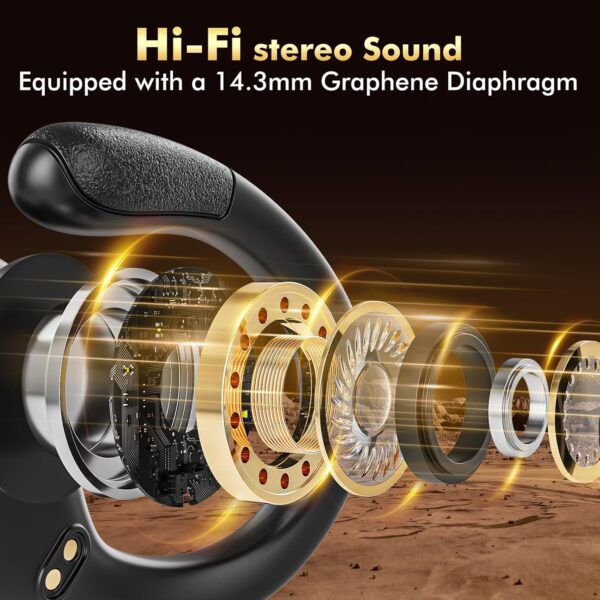 Wireless Earbuds, Sports Bluetooth Headphones, Ear Buds with 80hr Playtime, Noise Canceling, LED Power Display, IPX7 Waterproof Earphones for Workout/Running Black - Image 2