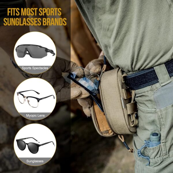 OneTigris Eyeglasses Hard Case Tactical Molle Zipper Sunglasses Carrying Case 1000D Nylon with Clip - Image 2