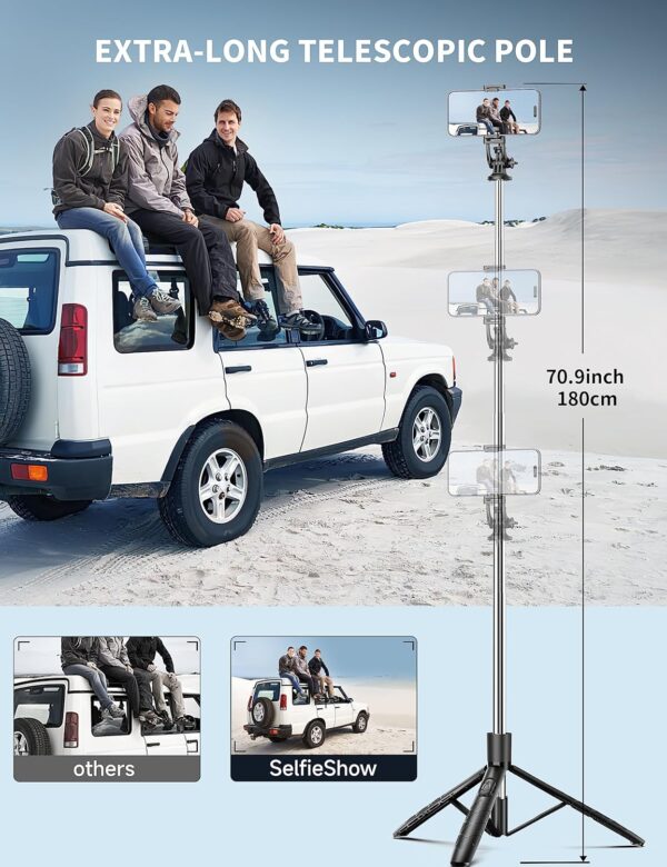 "Ultimate 71-Inch All-in-One Tripod & Selfie Stick: The Perfect Travel Companion for Your Phone and Camera!" - Image 2