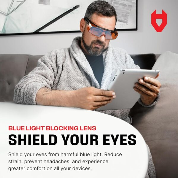 NoCry Blue Light Blocking Safety Glasses Over Eyeglasses with 100% UV Protection — UV Light Protection with Anti-Fog & Anti-Scratch Lenses; ANSI Z87.1 Certified — Adjustable Temples with Anti-Slip Tip - Image 3