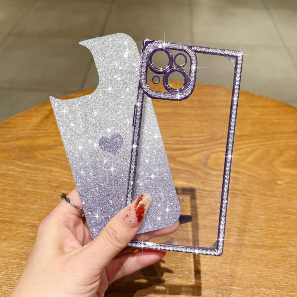 "Dazzling Heart Sparkle: Luxe Crystalline iPhone 14 Case for Glamorous Women and Girls" - Image 2